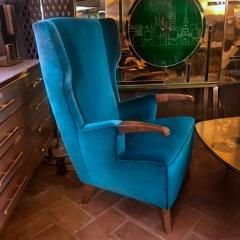 Pier Luigi Colli Pier Luigi Colli Midcentury Green Velvet Berg re Armchairs with Brass Feet Pair - 1696663