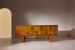 Pier Luigi Colli Pier Luigi Colli Oak wood sideboard with carved walnut inlays Italy 1940s - 3670394