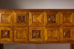 Pier Luigi Colli Pier Luigi Colli Oak wood sideboard with carved walnut inlays Italy 1940s - 3670421