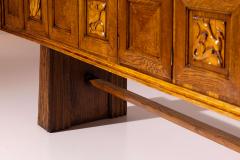 Pier Luigi Colli Pier Luigi Colli Oak wood sideboard with carved walnut inlays Italy 1940s - 4505925