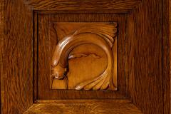 Pier Luigi Colli Pier Luigi Colli Oak wood sideboard with carved walnut inlays Italy 1940s - 4505935