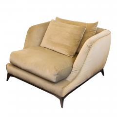 Pier Luigi Frighetto Pair of Brando Lounge Chairs in Light Camel Chenille - 4793108