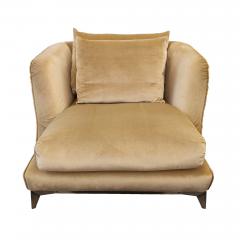 Pier Luigi Frighetto Pair of Brando Lounge Chairs in Light Camel Chenille - 4793111