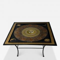 Piero Fornasetti 1990s Italian Piero Fornasetti printed acrylic metal coffee table - 4528056