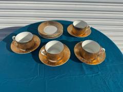 Piero Fornasetti 4 Cups 8 Saucers of 1950s Piero Fornasetti Gilt Grande Antico Tea Service - 4519284