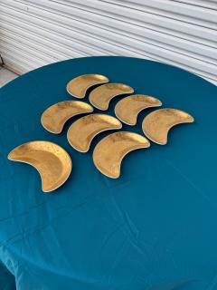 Piero Fornasetti 8 pcs of 1950s Piero Fornasetti Gilt Grande Antico Crescent Plates - 4519272