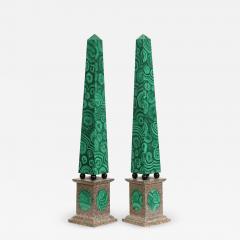 Piero Fornasetti A Monumental Pair of Faux Malachite Painted Obelisks - 2139261