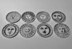 Piero Fornasetti Complete Set of Eight Soli e Lune Drinks Coasters by Fornasetti Italy - 1401491