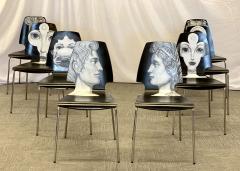 Piero Fornasetti Eight Mid Century Modern Piero Fornasetti Style Dining Side Chairs Italy - 2640873