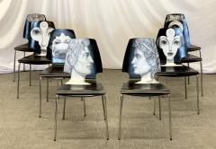 Piero Fornasetti Eight Mid Century Modern Piero Fornasetti Style Dining Side Chairs Italy - 2640877