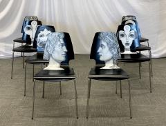 Piero Fornasetti Eight Mid Century Modern Piero Fornasetti Style Dining Side Chairs Italy - 2640878