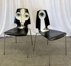 Piero Fornasetti Eight Mid Century Modern Piero Fornasetti Style Dining Side Chairs Italy - 2640885