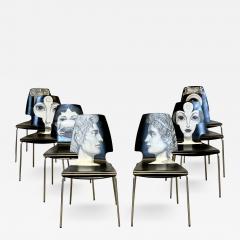 Piero Fornasetti Eight Mid Century Modern Piero Fornasetti Style Dining Side Chairs Italy - 2644844