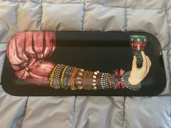 Piero Fornasetti FANCY JEWEL DRESSED ARM WITH GLASS OF WINE LITHOGRAPHED TRAY BY PIERO FORNASETTI - 2573561