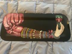 Piero Fornasetti FANCY JEWEL DRESSED ARM WITH GLASS OF WINE LITHOGRAPHED TRAY BY PIERO FORNASETTI - 2573562