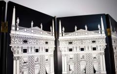 Piero Fornasetti Four Panel Black and White Piero Fornasetti Architectura Folding Screen - 1452655