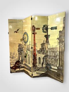 Piero Fornasetti Four Panel Folding Screen by Piero Fornasetti - 3121574