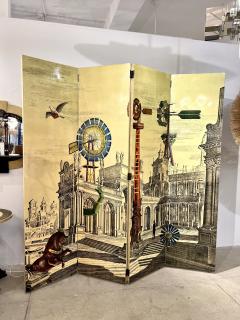 Piero Fornasetti Four Panel Folding Screen by Piero Fornasetti - 3121577