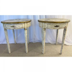 Piero Fornasetti Gustavian Pair of End Side Tables Swedish Paint Decorated Fornasetti Style - 2490269