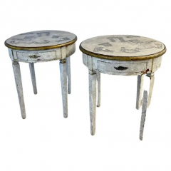 Piero Fornasetti Gustavian Pair of End Side Tables Swedish Paint Decorated Fornasetti Style - 2490273