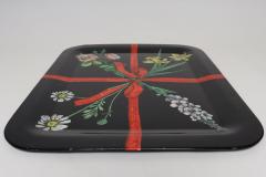 Piero Fornasetti Large Vintage Lacquered Metal Litho Ribbon and Floral Tray by Piero Fornasetti - 4816585