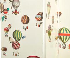 Piero Fornasetti Lithographical Transfer on Lacquered Wood Palloni Folding Screen by Fornasetti - 4774647