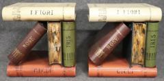 Piero Fornasetti MID CENTURY ITALIAN COLORFUL TOLE STACKED FANCY BOOKS SIDE TABLES - 3875545