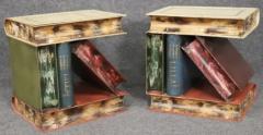 Piero Fornasetti MID CENTURY ITALIAN COLORFUL TOLE STACKED FANCY BOOKS SIDE TABLES - 3875546