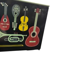 Piero Fornasetti MID CENTURY MUSICAL INSTRUMENT ENAMELED METAL MAGAZINE RACK FORNASETTI STYLE - 4409745