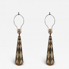 Piero Fornasetti MID CENTURY PAIR OF HARLEQUIN PATTERN OBELISK LAMPS IN THE MANNER OF FORNASETTI - 2828558