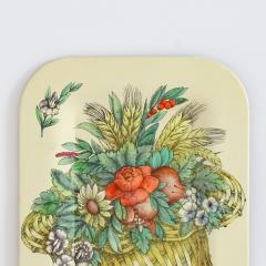 Piero Fornasetti Piero Fornasetti Wicker Cornucopia with Flowers Roses and Pomegranates Tray - 2960093