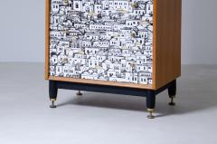 Piero Fornasetti Piero Fornasetti small cabinet with drawers with front decorated - 2232341