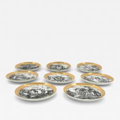 Piero Fornasetti Rare Fornasetti Milano Le Oceandi Set of 8 Gilt Coasters - 3948486
