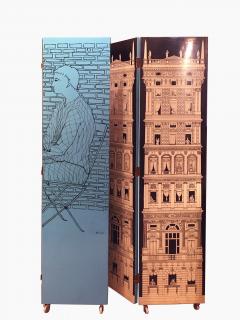 Piero Fornasetti Rare Grattacielo del Rinascimento Arlecchini four panel screen circa 1955 - 3450487