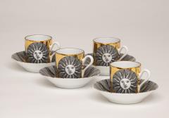 Piero Fornasetti Set of Soli e Luni Sun and Moon Cups and Saucers by Piero Fornasetti c 1955 - 3923548