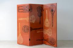 Piero Fornasetti Splendid folding screen with three folding doors in lacquered wood - 3387279