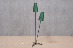 Piero Fornasetti Swedish Modern Floor Lamp with Piero Fornasetti Malachite Print Shades 1950s - 3966655