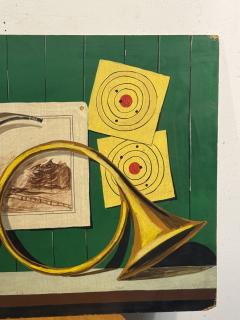Piero Fornasetti TROMPE LOEIL FRENCH HORN PIPE TARGETS STILL LIFE ON BOARD STYLE OF FORNASETTI - 4156744