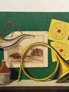 Piero Fornasetti TROMPE LOEIL FRENCH HORN PIPE TARGETS STILL LIFE ON BOARD STYLE OF FORNASETTI - 4156746