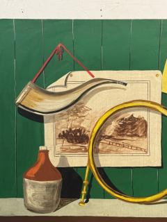 Piero Fornasetti TROMPE LOEIL FRENCH HORN PIPE TARGETS STILL LIFE ON BOARD STYLE OF FORNASETTI - 4156748