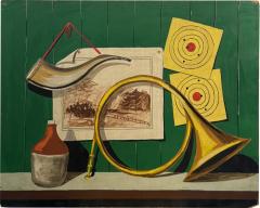 Piero Fornasetti TROMPE LOEIL FRENCH HORN PIPE TARGETS STILL LIFE ON BOARD STYLE OF FORNASETTI - 4187337