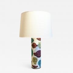 Piero Fornasetti Tall cylindrical table lamp with polychromic medallion - 1266319
