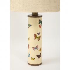 Piero Fornasetti Vintage Farfalle Table Lamp by Piero Fornasetti with Custom Raffia Shade Italy - 4272738