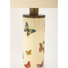 Piero Fornasetti Vintage Farfalle Table Lamp by Piero Fornasetti with Custom Raffia Shade Italy - 4272839