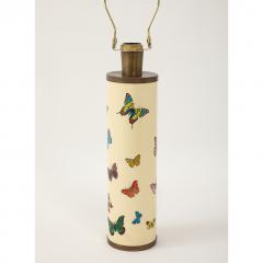 Piero Fornasetti Vintage Farfalle Table Lamp by Piero Fornasetti with Custom Raffia Shade Italy - 4272861