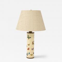 Piero Fornasetti Vintage Farfalle Table Lamp by Piero Fornasetti with Custom Raffia Shade Italy - 4277260