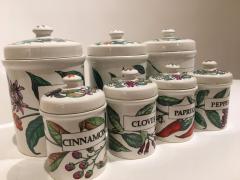 Piero Fornasetti Vintage Set of Seven Ceramic Storage Jars by Piero Fornasetti Italy circa 1960 - 1401513