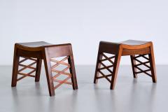 Piero Portaluppi Piero Portaluppi Attributed Pair of Stools in Chestnut Wood Italy Late 1930s - 3366655