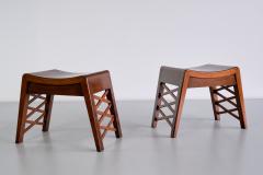 Piero Portaluppi Piero Portaluppi Attributed Pair of Stools in Chestnut Wood Italy Late 1930s - 3366659