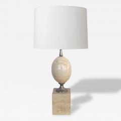 Pierre Barbier A Good French Pierre Barbier Polished Travertine and Chrome Lamp - 109498